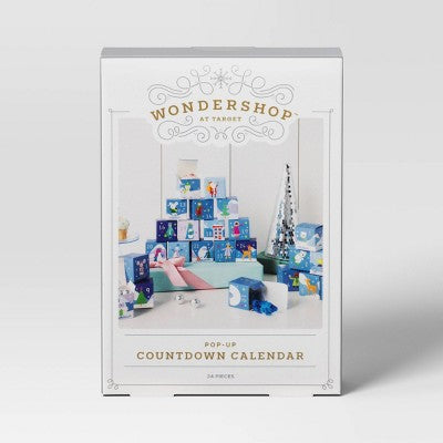 24ct 2"x2" Paper Box Kid's Activity Christmas Advent Calendar - Wondershop