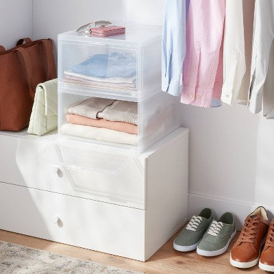 Stackable Large Bin Front Opening Clear - Brightroom: Transparent Utility Storage, 19 Volume, Stackable