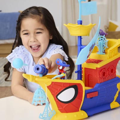 Marvel Spidey and his Amazing Friends Water-Webs Webs Ahoy Bubble Pirate Ship Toy, Christmas Gifts for Kids