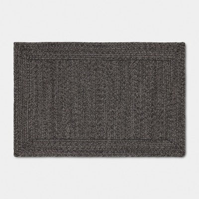 2'x3' Natural Woven Rectangular Braided Outdoor Area Rug Heathered Charcoal - Threshold (LOCAL PICKUP ONLY)