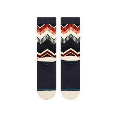 STANCE Men's Floral Print Wavy Screen Crew Socks - Gray/Black/White/Red 6-12