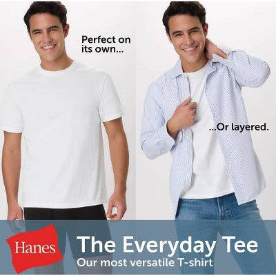 Hanes Men's 5pk T-Shirt Undershirts, Premium Everyday Tee Midweight Crewneck Shirt Pack, Wicking - Black M