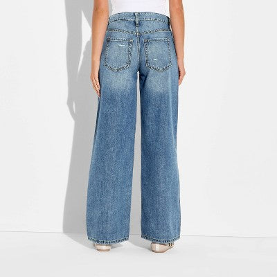 Women's Low-Rise Baggy Leg Jeans - Wild Fable Dark Wash 6 Short