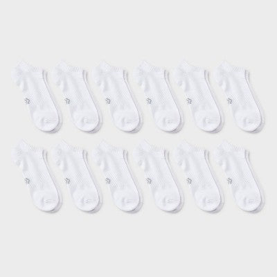 Men's New 12pk Value No Show Socks - All In Motion White 6-12