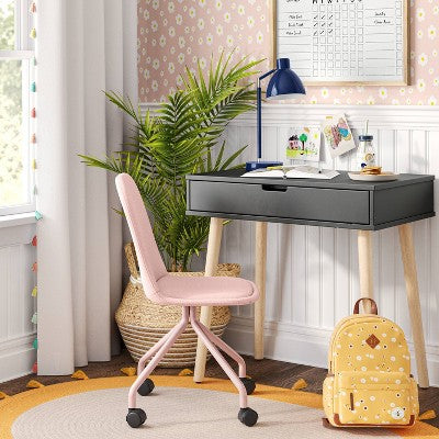Modern Kids' Desk Dark Gray - Pillowfort: Childrens Desk with File Drawer, MDF Frame, 30.5" Height, 32" Width (LOCAL PICKUP ONLY)