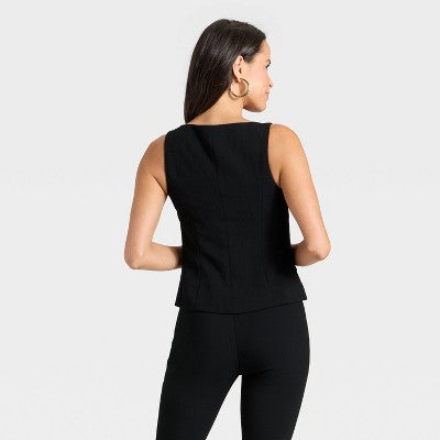 Women's Signature Crepe Scoop Vest - A New Day Black S