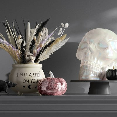 10" Large Plated Skull Halloween Decorative Prop Iridescence - Hyde and EEK! Boutique