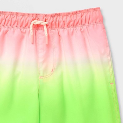 Boys' Ombre Swim Trunks - Cat & Jack Coral Bliss/Lime S