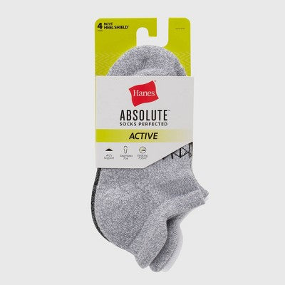 Hanes Boys' 4pk Absolute Active Heel Shield Socks - White S