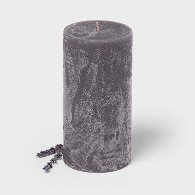 3" x 6" Pillar Candle Charcoal and Black Teak - Threshold: Long-Lasting Aroma, 75 Hours Burn Time