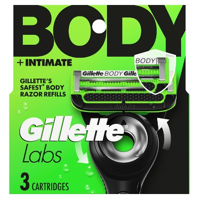 Gillette Labs Body + Intimate 5-Blade Men's Razor Blade Refills Compatible with Exfoliating Bar Body + Intimate Razor - 3ct