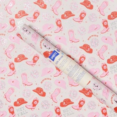 96"x30" Disco Cowboy Birthday Gift Wrapping Paper Pink - Spritz (LOCAL PICKUP ONLY)