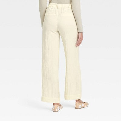 Women's High-Rise Straight Trousers - A New Day White 4