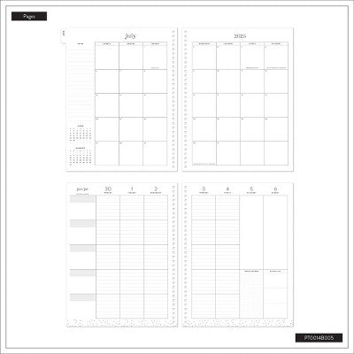 Happy Brands Organized July 2025 - June 2026 Weekly/Monthly Planner 9.37"x11.12" Multicolor Cool Brights