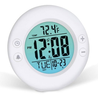 Digital Color Fade Alarm Clock White - Westclox: Modern Style, Bedroom & Bedside, Battery Operated