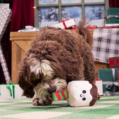 BARK Holiday Santa's Workchomp Lil Bro-coa Stocking Stuffer Dog Plush Toy