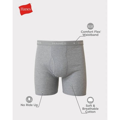 Hanes Men's Super Value Moisture-Wicking Cotton Boxer Briefs 10pk - Black/Gray M: Tagless, Breathable, Mid Rise