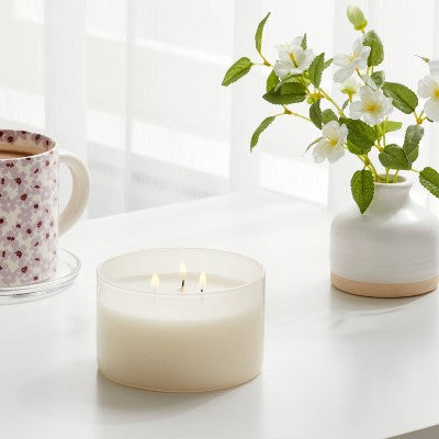 3 Wick Glass Jar Candle with Lid Peony and Freesia 11.5oz - Room Essentials