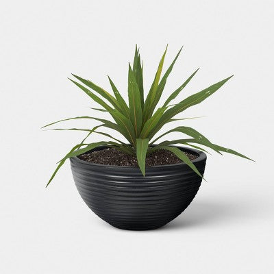 Grooved Bowl Outdoor Planter Black 20"x10" - Threshold