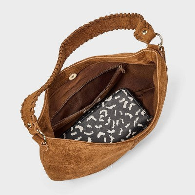 Western Faux Suede with Tassel Shoulder Bag Purse - Universal Thread Brown