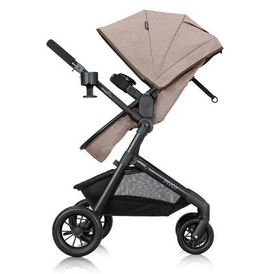 Evenflo Pivot Modular Travel System with LiteMax Infant Car Seat with Anti-Rebound Bar - Desert Tan (LOCAL PICKUP ONLY)
