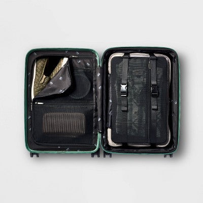 Signature Hardside Carry On Spinner Suitcase Matte Green - Open Story: Durable Polycarbonate, TSA Locks, Telescoping Handle (LOCAL PICKUP ONLY)
