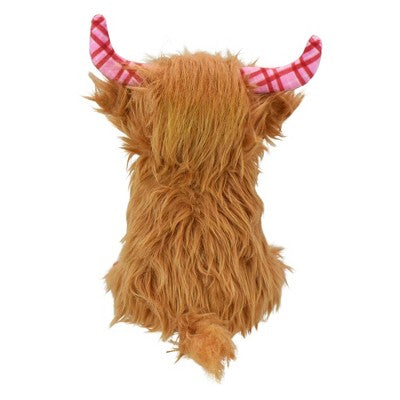 Multipet Highland Cow Interactive Plush Plaid Dog Toy