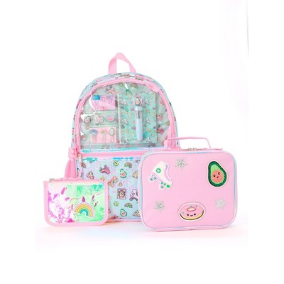 Locker Club Kids' 16L Kids Backpack with Clear Lunch Stationery - Blue/Pink