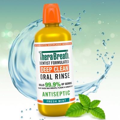 TheraBreath Deep Clean Mouthwash - Fresh Mint - 33.8 fl oz: Paraben-Free, Phthalate-Free, Formaldehyde-Free