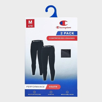 Champion Youth 2pk Compression Pants - Black M (10/12)