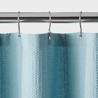 Oversized Relaxed Waffle Weave Shower Curtain Blue - Threshold