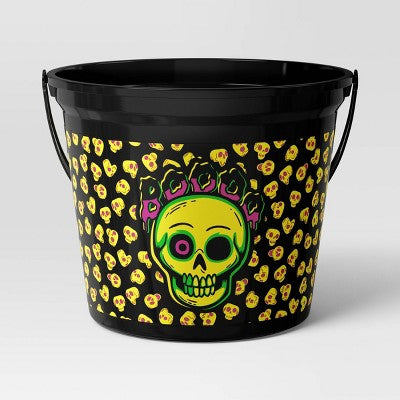 7.64" Skull Halloween Plastic Trick or Treat Pail Black - Hyde and EEK! Boutique