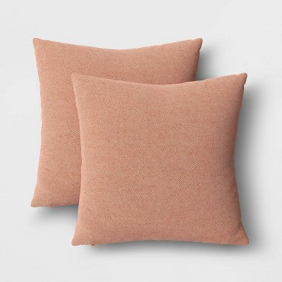 2pk Reversible Woven Cotton/Polyester Square Throw Pillow Covers Rust - Room Essentials: Indoor Decorative, Jacquard Weave, Zippered
