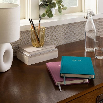 College Ruled Journal 7.75"x5.5" Bookbound Linen Teal - Threshold