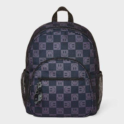 Kids' 16" Smiley Checkered Dome Backpack - art class Black/Gray"