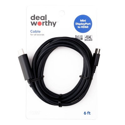 Mini Display Port to HDMI Cable - dealworthy 6'