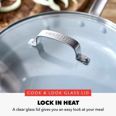 Bobby Flay 4.5qt Ceramic Nonstick Aluminum Saute Pan with Lid Oxford Blue: Skillet, Dishwasher-Safe, Smooth Surface Compatible