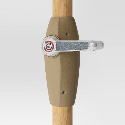 9' Round Outdoor Patio Market Umbrella Off-White with Light Wood Pole - Threshold: Fade-Resistant, Crank Tilt (LOCAL PICKUP ONLY)