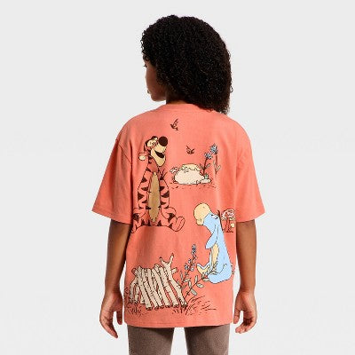 Kids' Unisex Winnie the Pooh Short Sleeve T-Shirt Coral Orange M