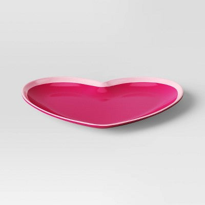 7.25" Melamine Figural Heart Dinner Plate Pink - Room Essentials