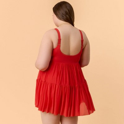Blogilates Women's Sweetheart Babydoll Dress - Red X