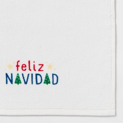 2pk 'Feliz Navidad' Christmas Hand Towel Set White - Wondershop