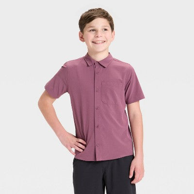 Boys' Short Sleeve AdventureShirt - Heather Burgundy L