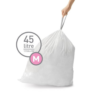 simplehuman 45L Code M Custom Fit Kitchen Trash Bag Liners 5 Quick-Dispense Packs - 100ct: Drawstring, Plastic, Tall Kitchen