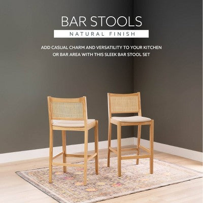 Powell Set of 2 Bessie Cane Barstools Natural (LOCAL PICKUP ONLY)