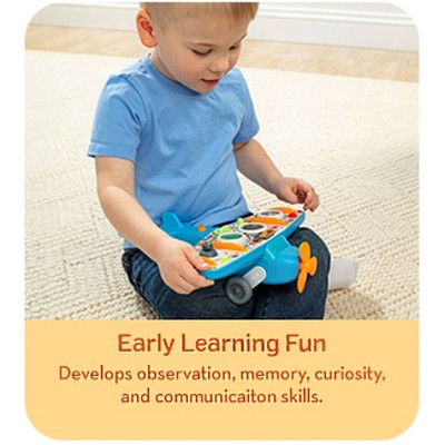 Melissa & Doug Airplane Busy Board with LED Light - Wooden Electronic Activity Board with Lights and Sounds for Sensory Play