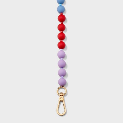 Beaded Accessory Crossbody Wristlet/Phone Strap - A New Day Blue/Red: Multicolored Cell Phone Strap, 47.6"