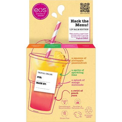 eos Limited Edition Lip Balm Variety Pack - Tropical Chiller - 0.56oz/4pk: Moisturizing, Clear, Stick, Lip Balm