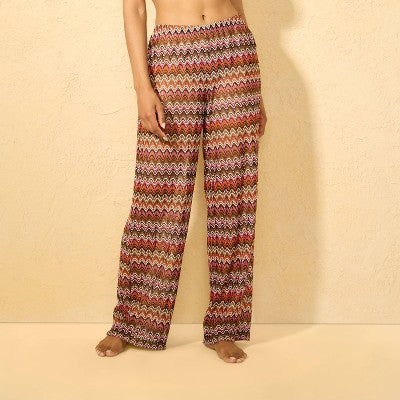 Women's Zig-Zag Crochet Swim Cover Up Pants - Shade & Shore Multi S