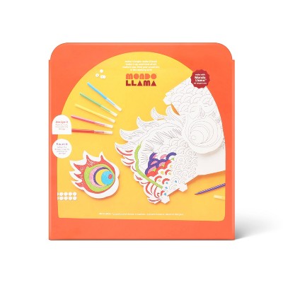 Lunar New Year Craft Wearable Cardboard Dragon Mask Coloring Activity Kit - Mondo Llama
